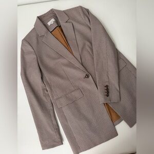 LOFT Houndstooth Blazer in Brown and Tan